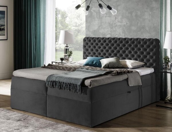 Čalúnená posteľ 200x200 CLARITA - sivá + topper ZDARMA
