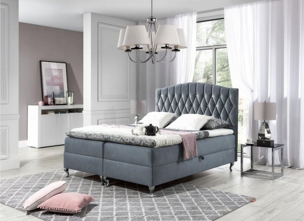 Elegantná posteľ 160x200 PEGGY - sivá + topper ZDARMA