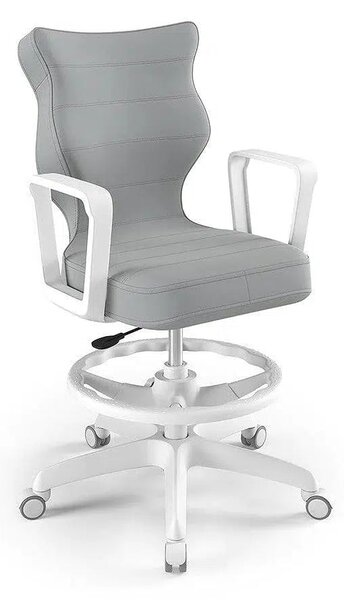 NORM Detská otočná stolička s podrúčkami a podnožkami pre deti s výškou 146-176 cm, sivá farba | Entelo