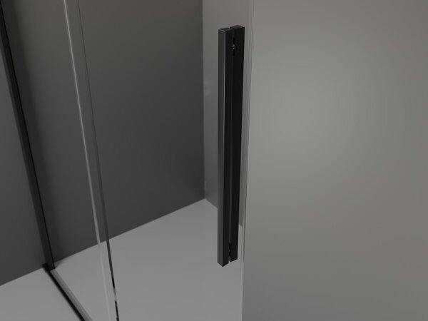 Mexen Velar, sprchový kút s posuvnými dverami 130 x 70 cm, 8mm šedé sklo, čierna matná, 871-130-070-41-70