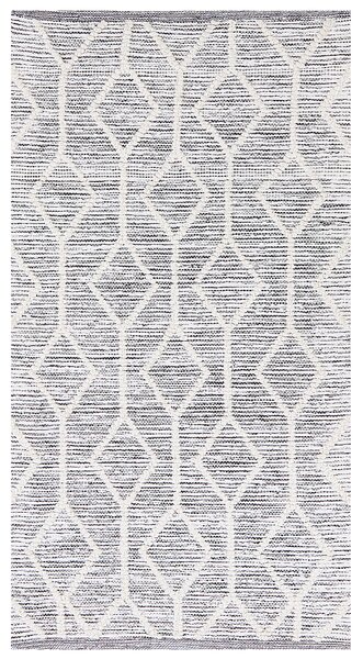 Koberec sivý a béžový zmes bavlny a vlny 80 x 150 cm s geometrickým vzorom ručne tkaný obdĺžnikový moderný