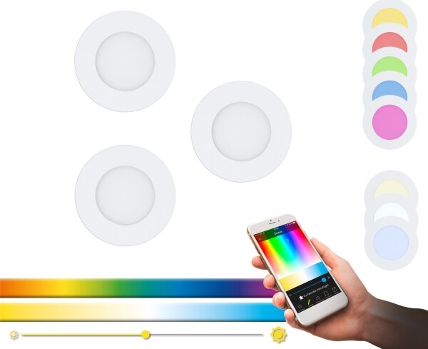 Eglo 32881-SADA 3x LED RGB stmievateľné podhľadové svietidlo FUEVA-C LED/3W/230V