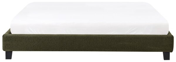 Posteľ čalúnená tmavozelená buklé 180 x 200 cm rám postele s roštom bez čela spálňa moderný minimalistický štýl