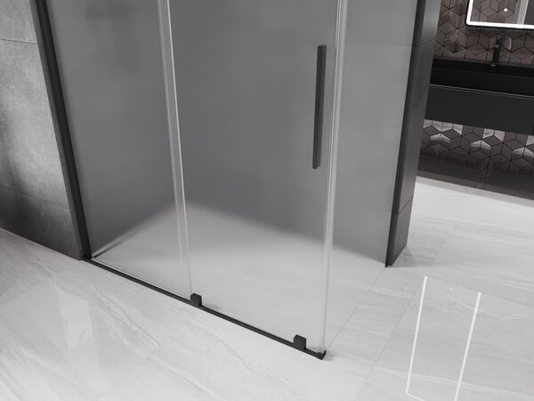 Mexen Velar, sprchový kút s posuvnými dverami 130 x 70 cm, 8mm sklo námraza, čierna matná, 871-130-070-31-70