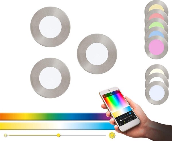 Eglo 32882-SADA 3x LED RGB stmievateľných podhľadových svietidiel FUEVA-C LED/3W/230V