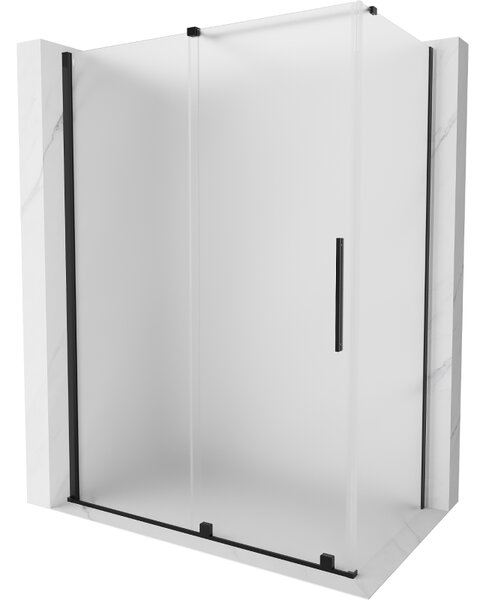 Mexen Velar, sprchový kút s posuvnými dverami 130 x 70 cm, 8mm sklo námraza, čierna matná, 871-130-070-31-70