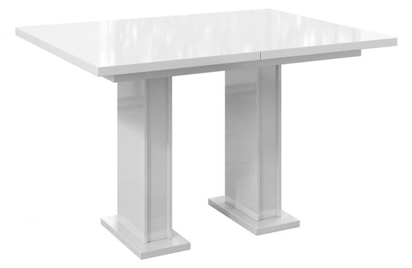 Rozkladací jedálenský stôl RAVEN - biely lesklý