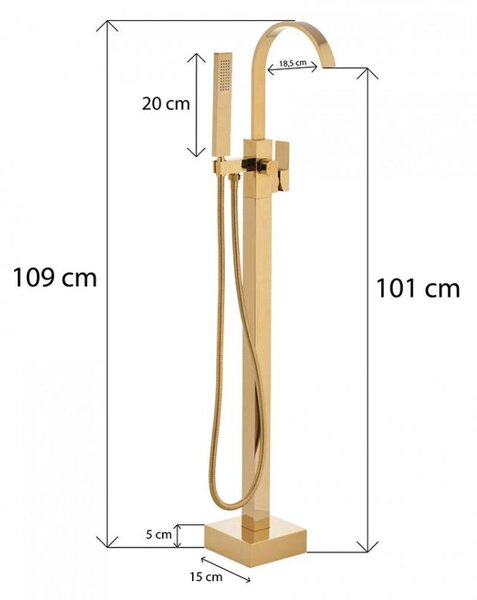 Erga Enzo, voľne stojaca vaňová batéria h-1090, zlatá lesklá, ERG-YKA-BS.ENZO-GLD