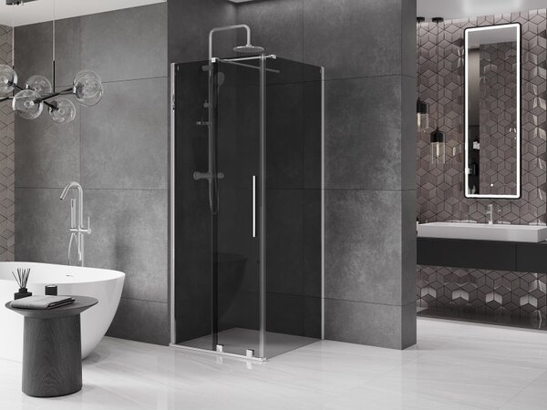 Mexen Velar, sprchový kút s posuvnými dverami 90 x 90 cm, 8mm šedé sklo, chrómová, 871-090-090-41-01