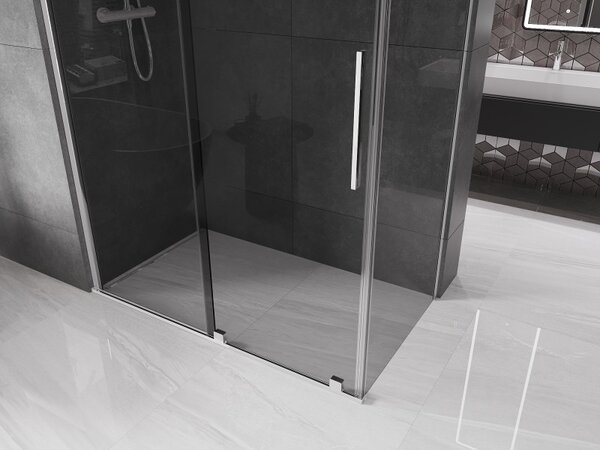 Mexen Velar, sprchový kút s posuvnými dverami 130 x 70 cm, 8mm šedé sklo, chrómová, 871-130-070-41-01
