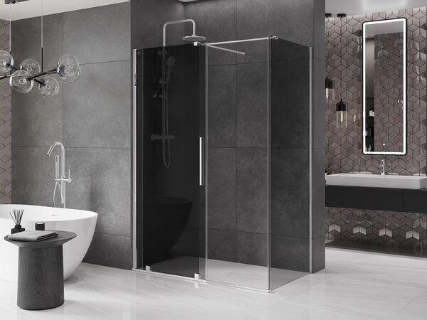 Mexen Velar, sprchový kút s posuvnými dverami 130 x 70 cm, 8mm šedé sklo, chrómová, 871-130-070-41-01