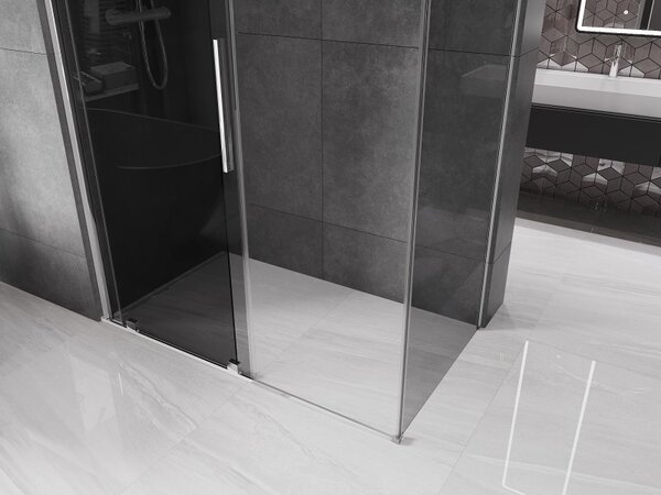 Mexen Velar, sprchový kút s posuvnými dverami 130 x 70 cm, 8mm šedé sklo, chrómová, 871-130-070-41-01