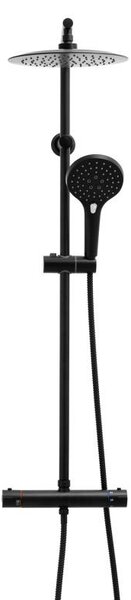 Erga Bergen Therm, sprchová súprava s termostatickou batériou a dažďovou hlavicou 25cm, čierna matná, ERG-YKA-BP.BERGEN-THERM-25-BLK