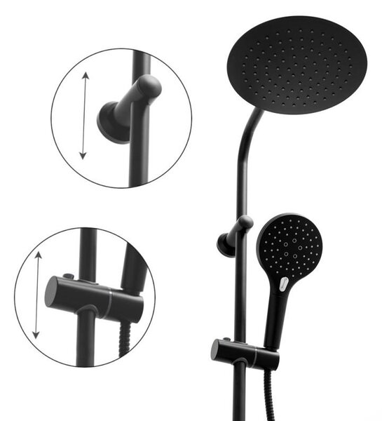Erga Bergen Therm, sprchová súprava s termostatickou batériou a dažďovou hlavicou 25cm, čierna matná, ERG-YKA-BP.BERGEN-THERM-25-BLK