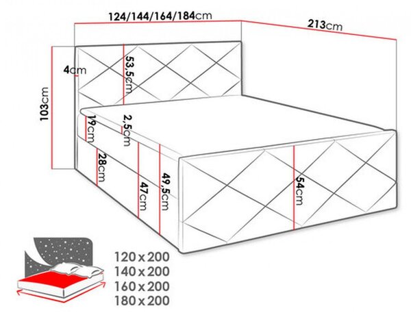 Posteľ s matracom a roštom HALKA - 180x200, biela eko koža + topper ZDARMA