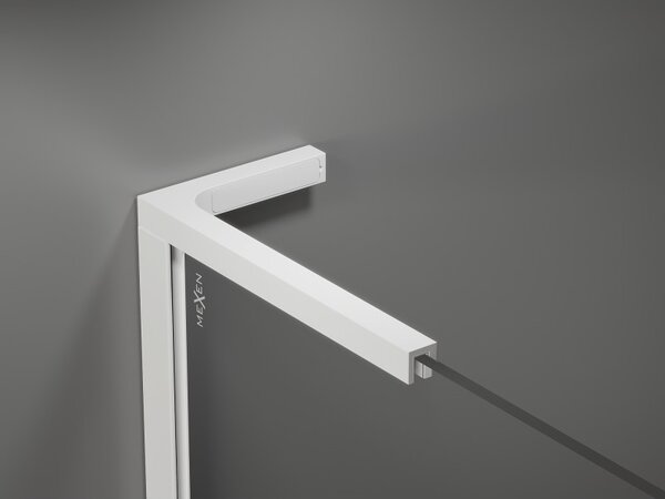 Mexen Velar L, posuvné sprchové dvere do otvoru 90 cm, 8mm číre sklo, biela matná, 871-090-003-01-20