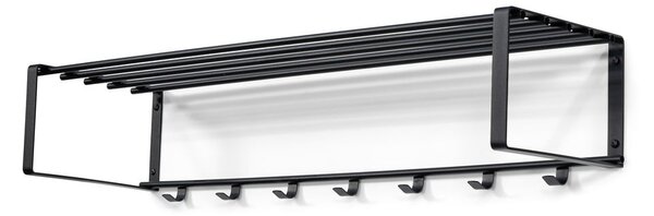 Čierny kovový nástenný vešiak s poličkou 100 cm Rex – Spinder Design