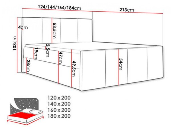 Posteľ s matracom a roštom LOLA - 160x200, béžová 2 + topper ZDARMA