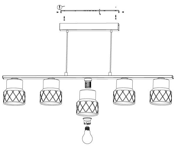 Eglo 39855 - Závesné svietidlo na lanku HILCOTT 5xE27/40W/230V