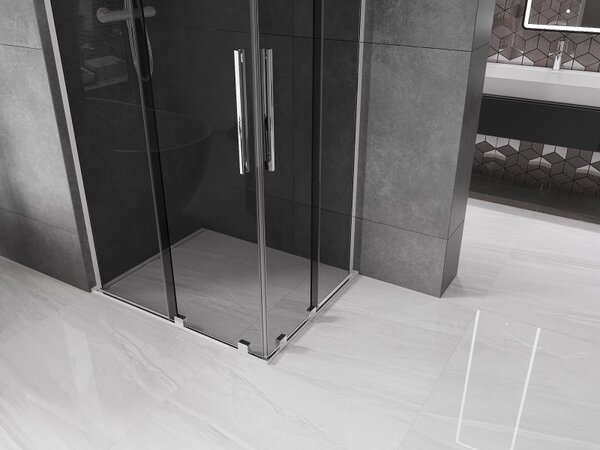 Mexen Velar L Duo, sprchový kút s posuvnými dverami 90 x 80 cm, 8mm šedé sklo, chrómová, 871-090-080-02-43-01