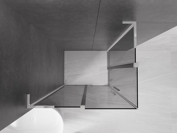 Mexen Velar L Duo, sprchový kút s posuvnými dverami 90 x 80 cm, 8mm šedé sklo, chrómová, 871-090-080-02-43-01