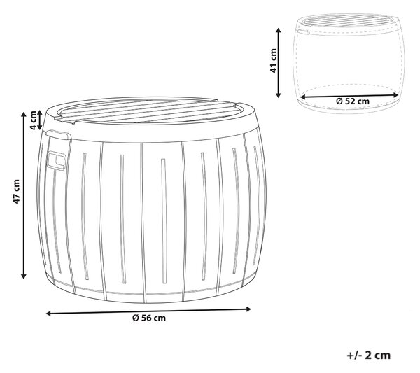 Záhradný úložný box sivý plast ⌀ 56 cm okrúhly tvar s držadlami na vonkajšie textílie exteriér