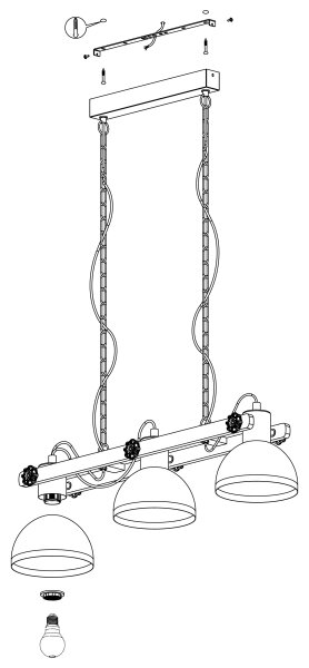Eglo 43163 - Luster na reťazi LUBENHAM 3xE27/28W/230V