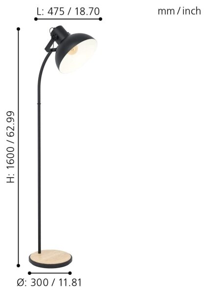 Eglo 43166 - Stojacia lampa LUBENHAM 1xE27/28W/230V
