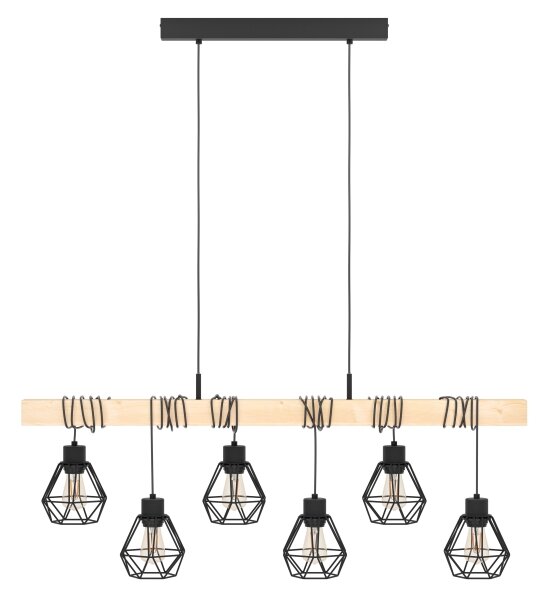Eglo 44076 - Závesný luster na lanku TOWNSHEND 6xE27/60W/230V