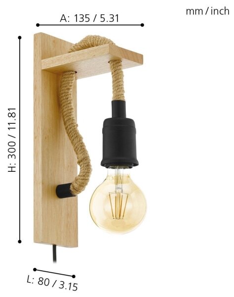 Eglo 43197 - Nástenné svietidlo RAMPSIDE 1xE27/28W/230V