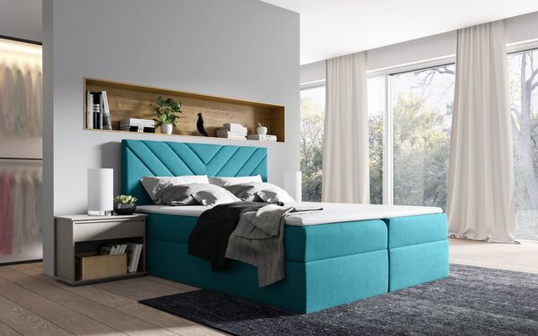 Kontinentálna posteľ IVANA 6 - 120x200, modrá + topper ZDARMA