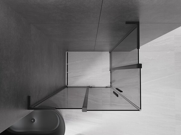 Mexen Velar L Duo, sprchový kút s posuvnými dverami 100 x 90 cm, 8mm šedé sklo, čierna matná, 871-100-090-02-43-70