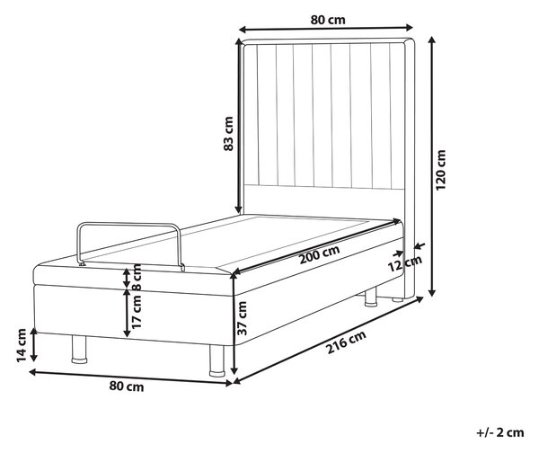 Čalúnená polohovateľná posteľ krémová biela 80 x 200 cm elektrické nastavenie s diaľkovým ovládaním buklé čalúnenie