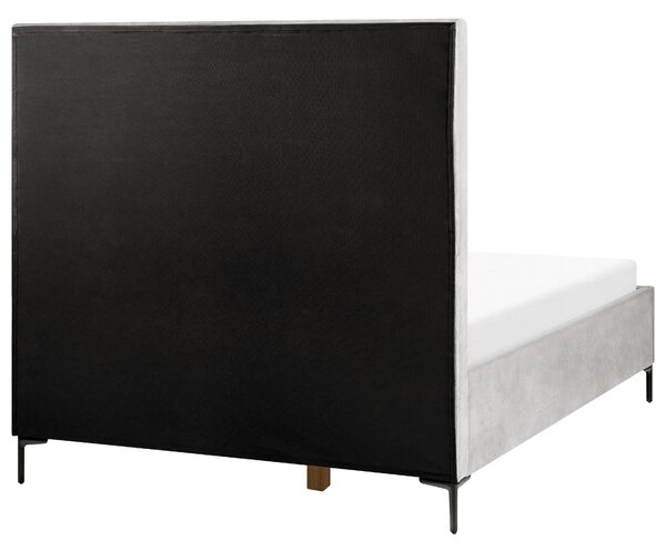 Sada nábytku do spálne sivá čalúnená zamatová posteľ s úložným priestorom 140 x 200 cm 2 nočné stolíky