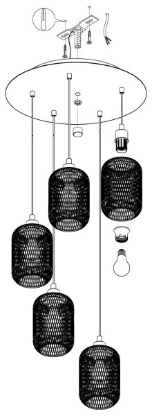Eglo 43334 - Luster na lanku WRINGTON 5xE27/60W/230V