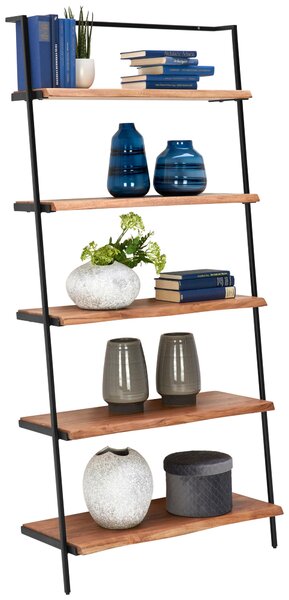 REGÁL, čierna, farba akácie, železo, akácia, 80/170/35 cm Ambia Home - Regály