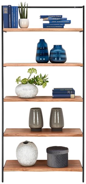 REGÁL, čierna, farba akácie, železo, akácia, 80/170/35 cm Ambia Home - Regály