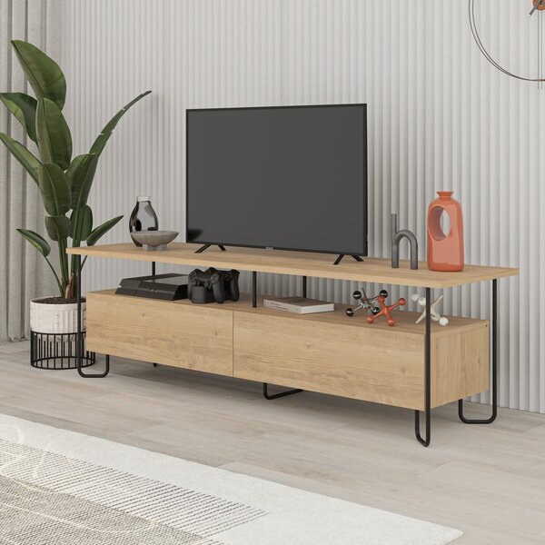 TV stolík v dekore duba v prírodnej farbe 150x45 cm Dilly – Marckeric