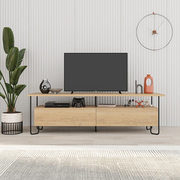 TV stolík v dekore duba v prírodnej farbe 150x45 cm Dilly – Marckeric