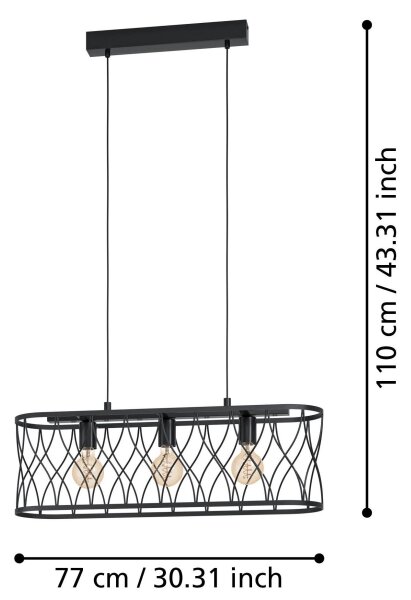 Eglo 43554 - Luster na lanku GILTSPUR 3xE27/40W/230V