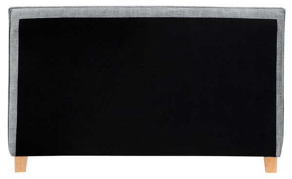 Posteľ sivá látkové čalúnenie 160 x 200 cm nohy zo svetlého dreva lamelový rošt s čelom moderný škandinávsky štýl spálňa