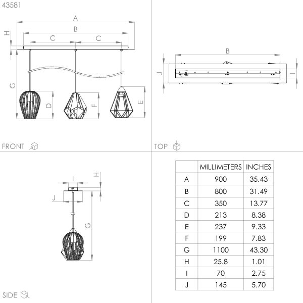 Eglo 43581 - Luster na lanku DISTAFF 3xE27/40W/230V