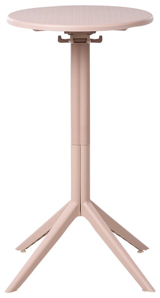 Okrúhly bistro stolík béžový syntetický materiál 60 x 60 cm sklopná stolová doska vonkajší odolný stôl na balkón