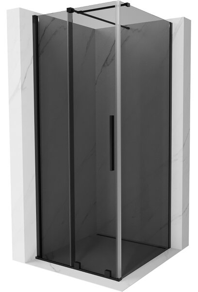 Mexen Velar, sprchový kút s posuvnými dverami 90 x 90 cm, 8mm šedé sklo, čierna matná, 871-090-090-41-70