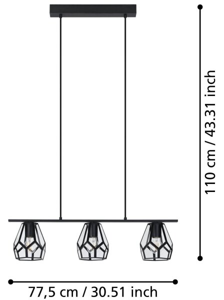 Eglo 43644 - LED luster na lankách MARDYKE 3xE27/40W/230V