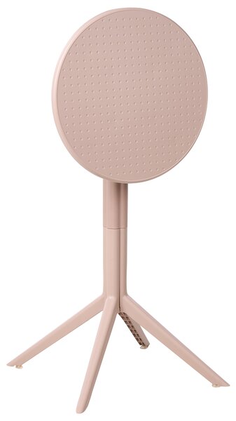 Okrúhly bistro stolík béžový syntetický materiál 60 x 60 cm sklopná stolová doska vonkajší odolný stôl na balkón