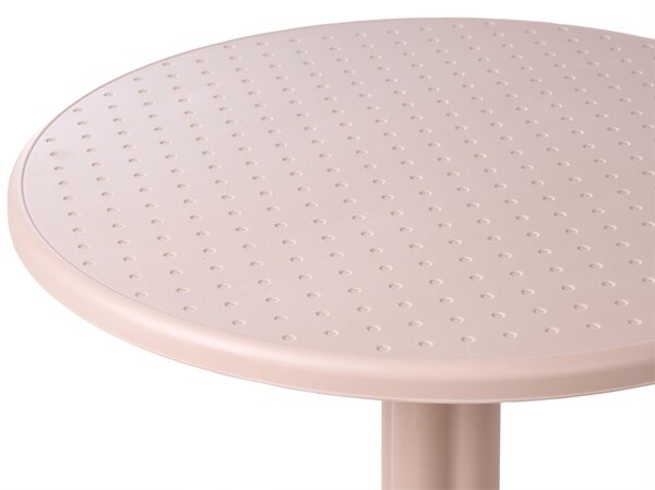 Okrúhly bistro stolík béžový syntetický materiál 60 x 60 cm sklopná stolová doska vonkajší odolný stôl na balkón