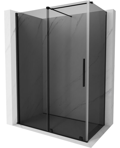 Mexen Velar, sprchový kút s posuvnými dverami 130 x 70 cm, 8mm šedé sklo, čierna matná, 871-130-070-41-70