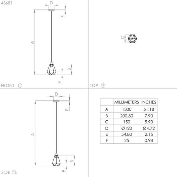 Eglo 43681 - Luster na lanku TARBES 1xE27/60W/230V pr. 17,5 cm