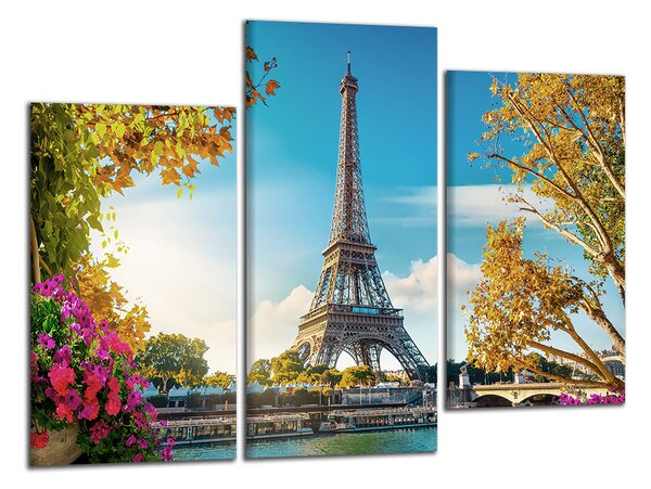 Moderný obraz Eiffelovka a květy